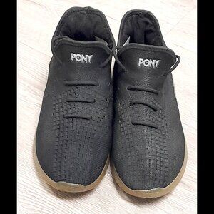 Men's Black Knit Athletic Shoes by Pony, sz 10, Gum sole